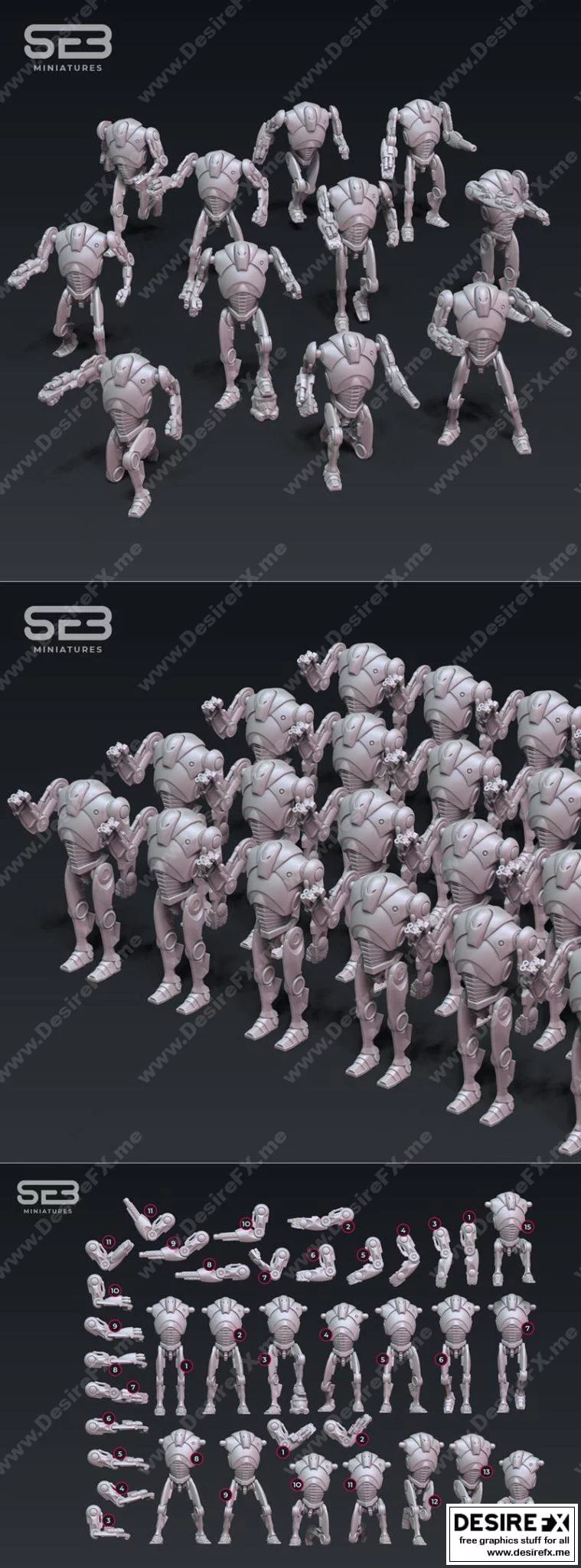 SEB迷你模型 - 超级战斗机器人（B2模块化套件）|SEB Miniatures – Super Battledroids (B2 Modular Kit)
