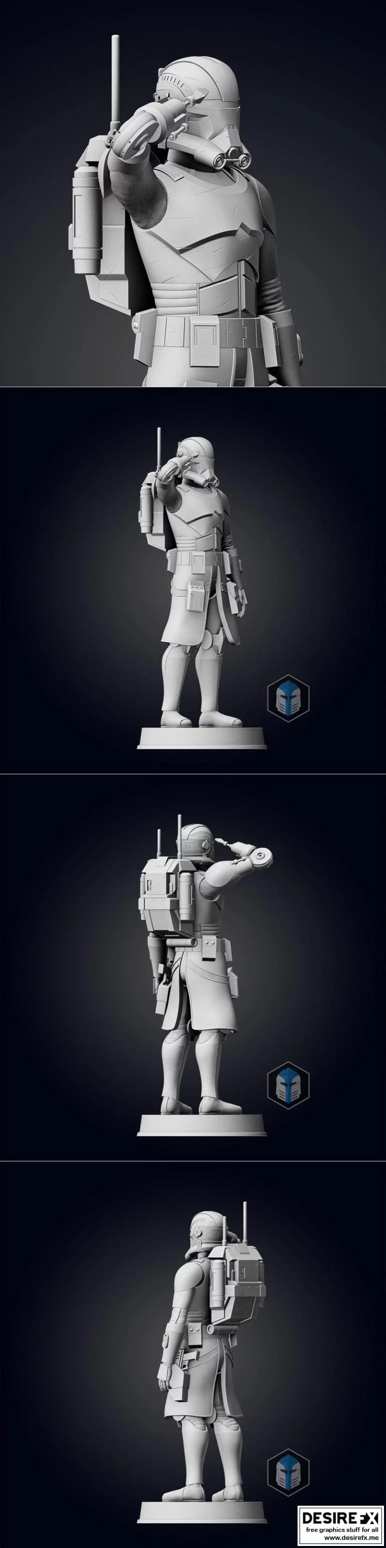 Bad Batch 2号姿态3D打印模型|Bad Batch Echo Figurine – Pose 2