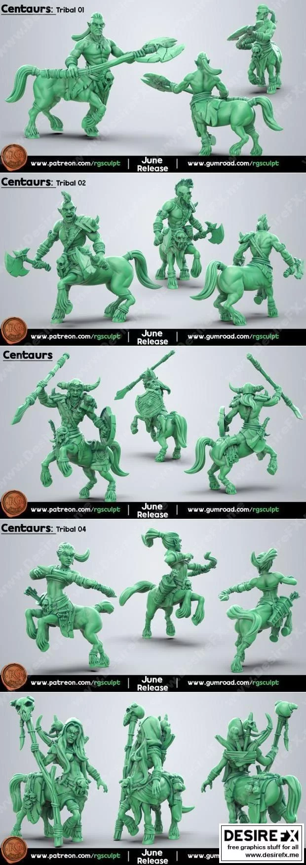 Centaur 1-5 3D打印模型集：动漫游戏角色立体成型作品|Centaur 1-5