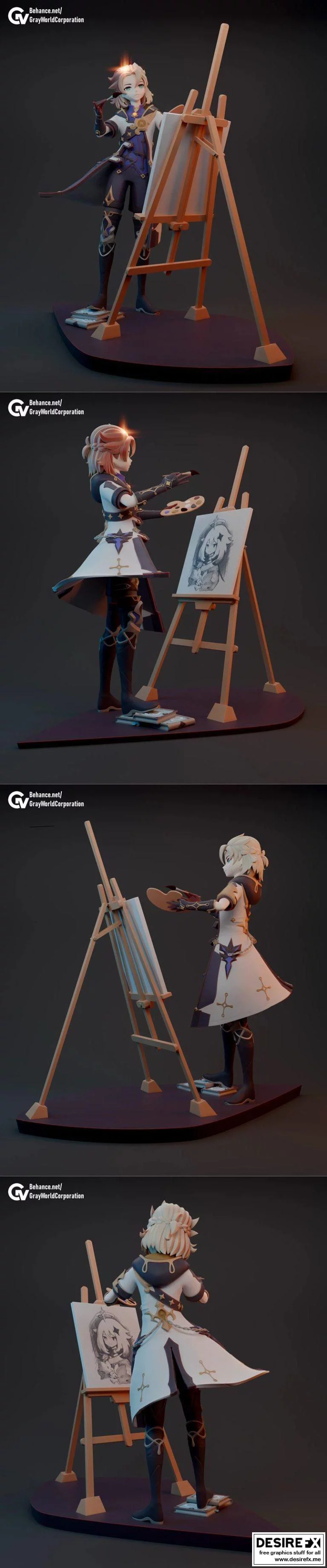 Albedo 3D打印模型|Albedo Kreideprinz – Genshin Impact