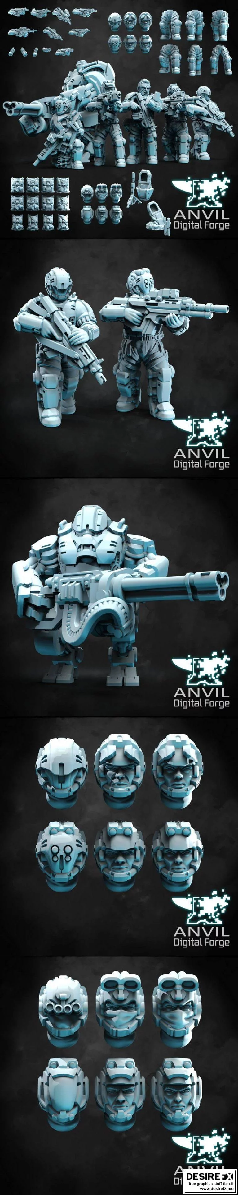 Anvil Digital Forge——科幻降维步兵3D打印模型|Anvil Digital Forge – Sci-Fi Drop Troopers