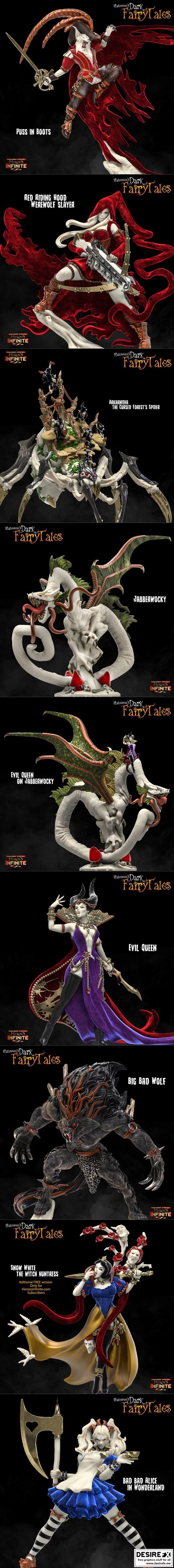 Heroes Infinite – 无限英雄：暗黑童话3D打印模型集|Heroes Infinite – Halloween Dark Fairytales