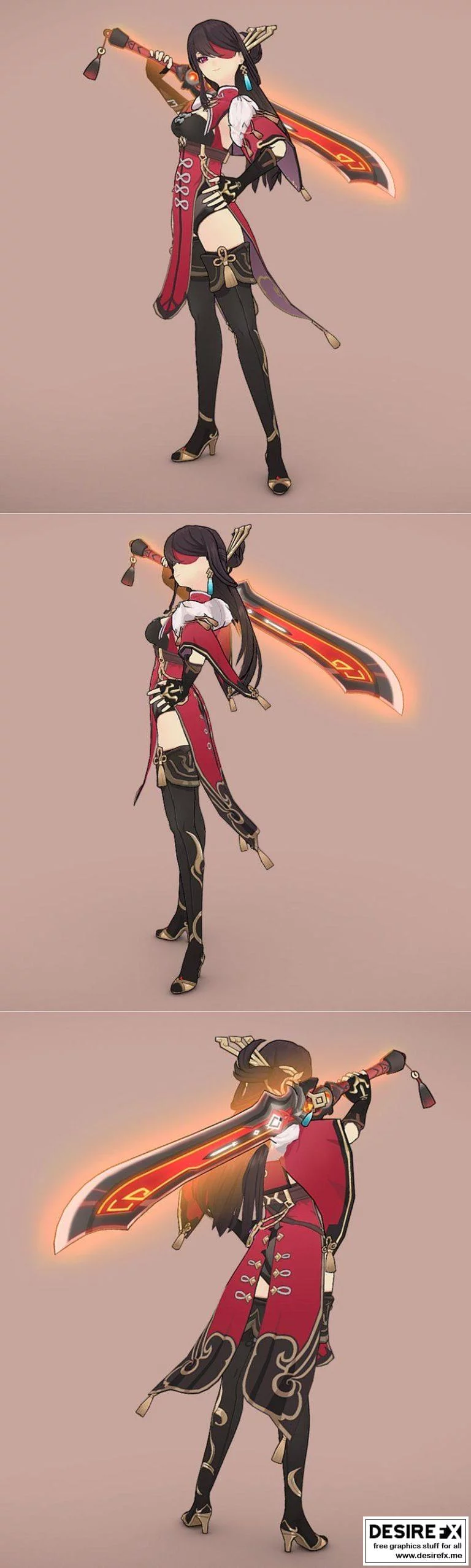 北斗奇幻动漫角色3D打印模型|Beidou Genshin Cartoon