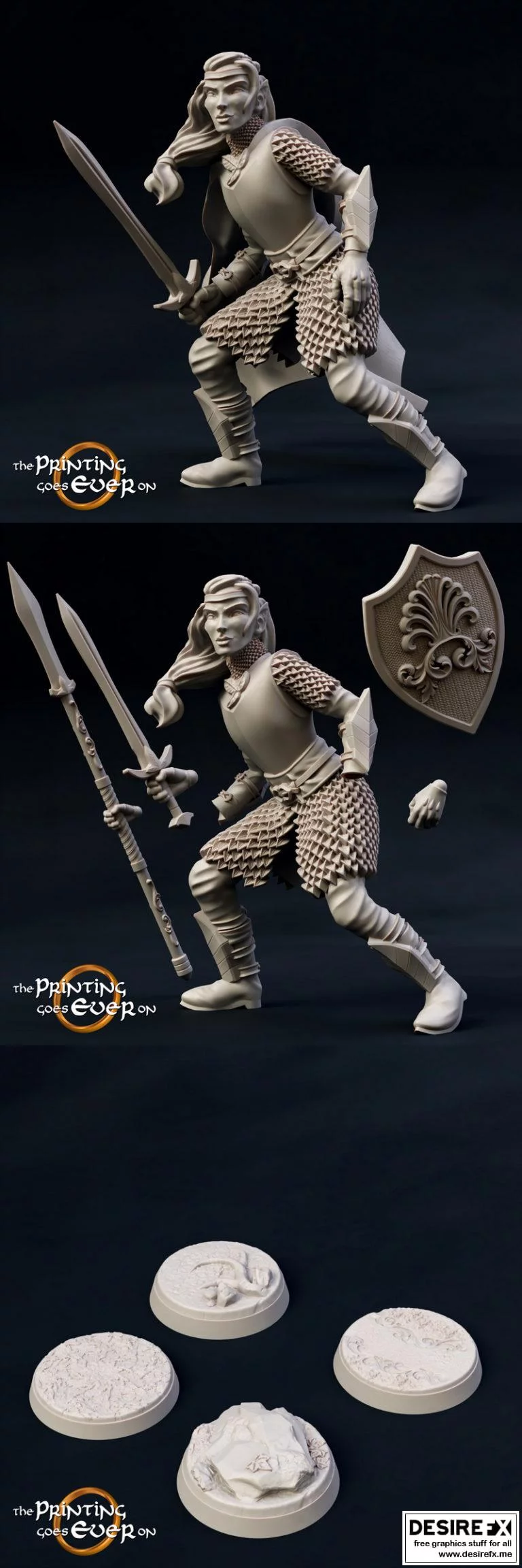 Brightwood Defender 女角色 3D打印模型|Modular Brightwood Defender Female