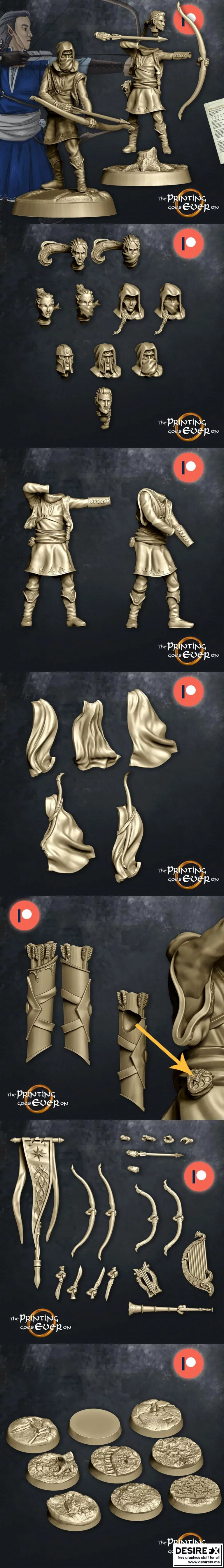 模块化精灵弓箭手3D打印模型|Elven Archers Modular