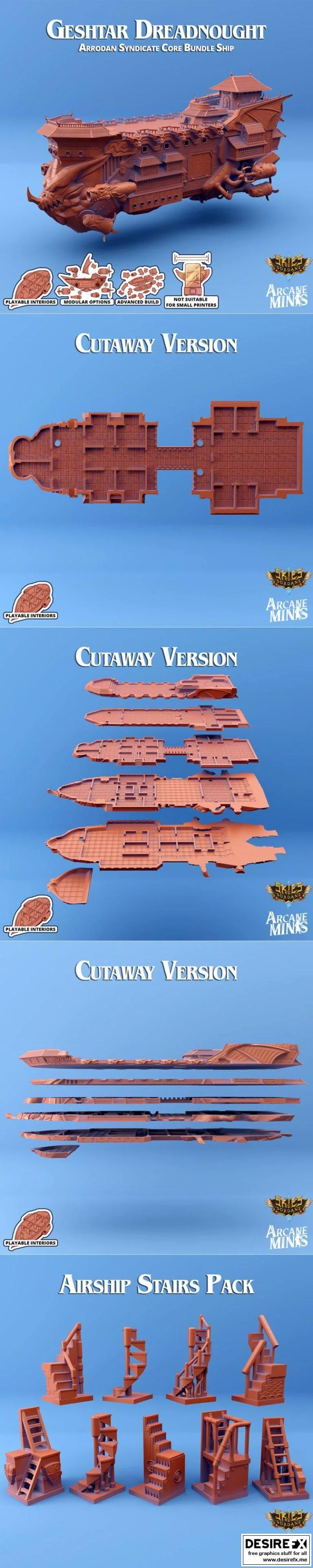 空战巨舰——盖斯塔尔级战列舰|Arcane Minis – Airship – Geshtar Class Dreadnought