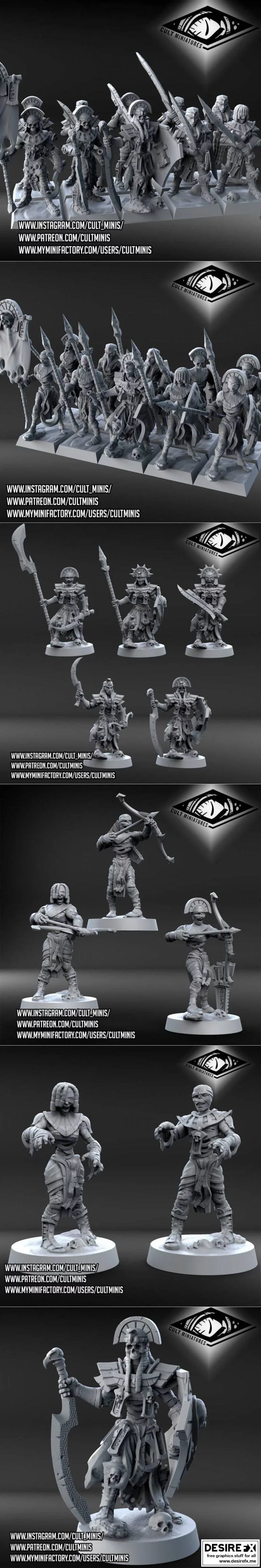 cult miniatures -木乃伊战士 3D打印模型|Cult Miniatures – Mummy Warriors