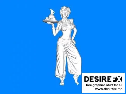 少女与餐盘3D打印模型|Girl with tray