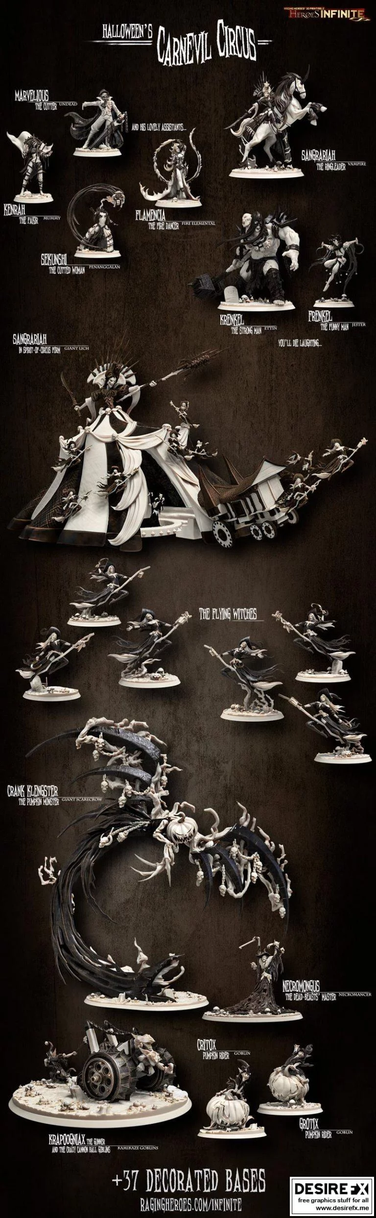 英雄无限·卡内维尔马戏团3D打印模型|Heroes Infinite – CarnEvil Circus
