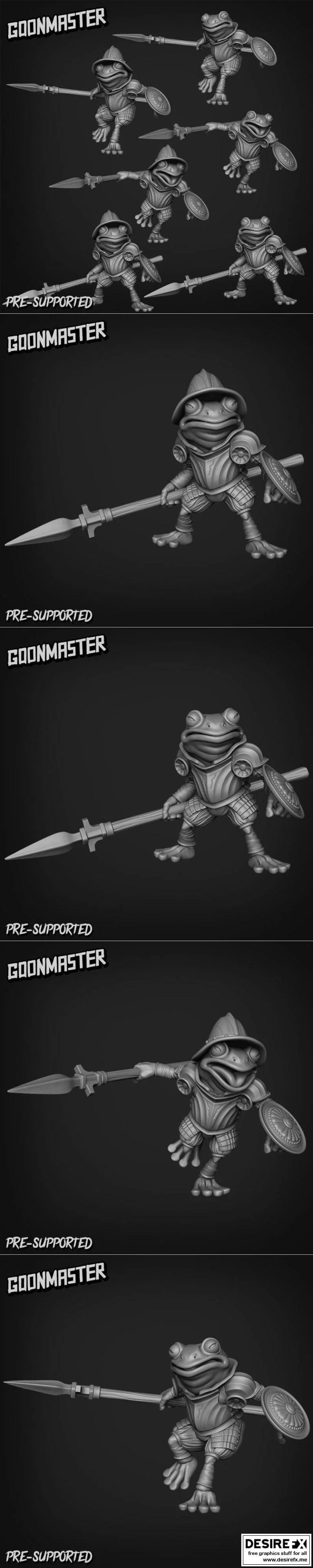 神圣沼泽·蛙人矛兵 3D打印模型|Goon Master Games – Sacred Swamp – Frog Spearmen