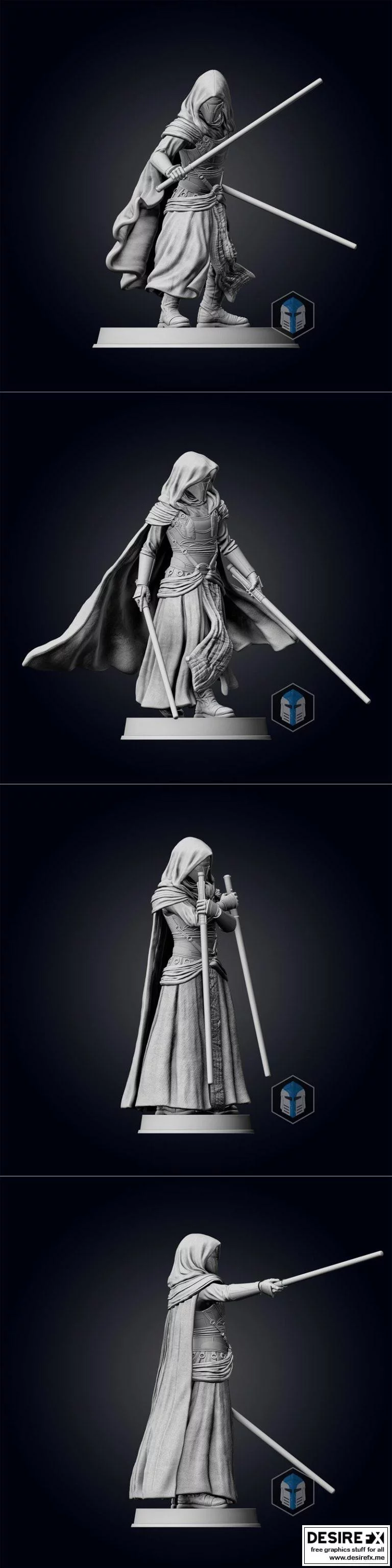 达斯·雷亚恩 3D打印模型|Darth Revan Figurine – Pose 1-4