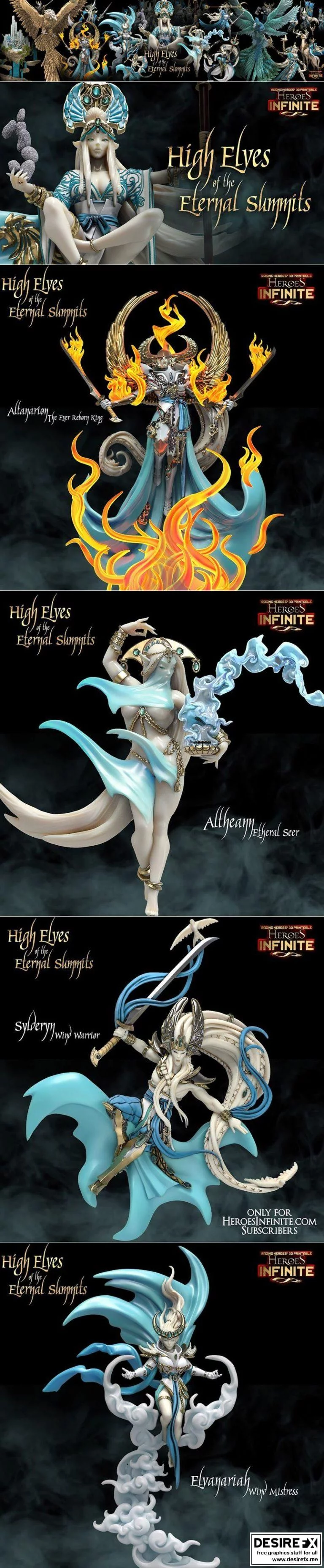 永恒之巅的高精灵——Heroes Infinite 3D打印模型|Heroes Infinite – High Elves of the Eternal Summits February 2022