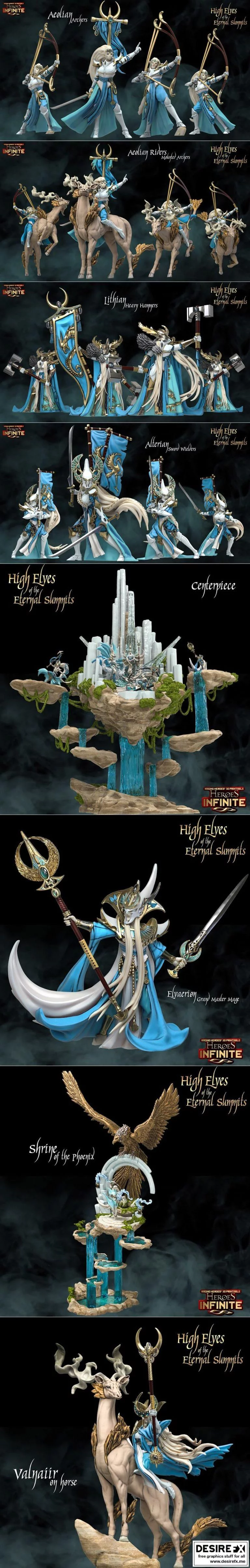 永恒之巅的高精灵——Heroes Infinite 3D打印模型|Heroes Infinite – High Elves of the Eternal Summits February 2022