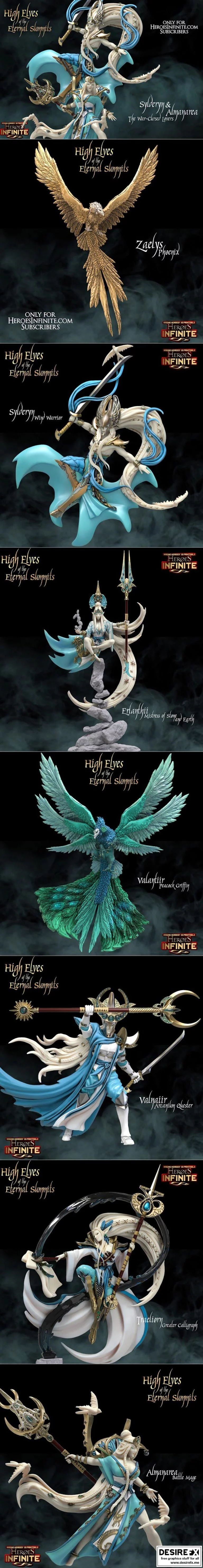 永恒之巅的高精灵——Heroes Infinite 3D打印模型|Heroes Infinite – High Elves of the Eternal Summits February 2022