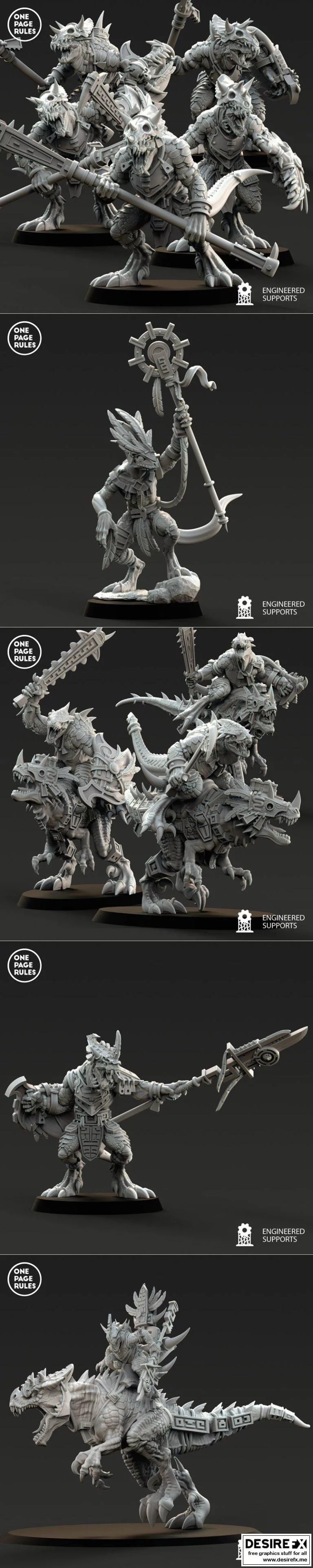 萨里安军团 - 5月2022款3D打印模型套装|One Page Rules – Saurians – Army Bundle May 2022