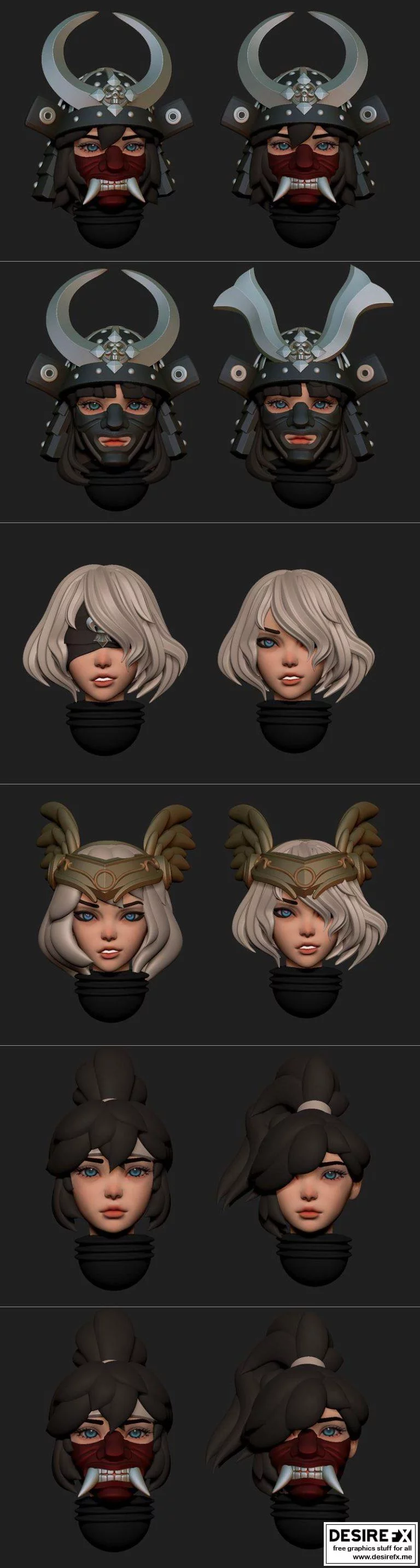 太空修女头像3D打印模型集|Space Nuns Heads Set September 2021