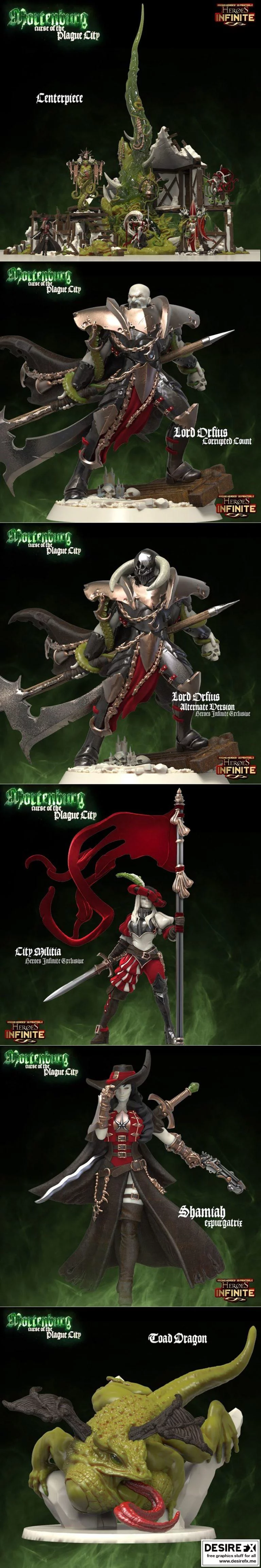 英雄无限——莫尔滕堡——瘟疫之城诅咒 3D打印模型|﻿Heroes Infinite – Mortenburg – Curse of the Plague City May 2022