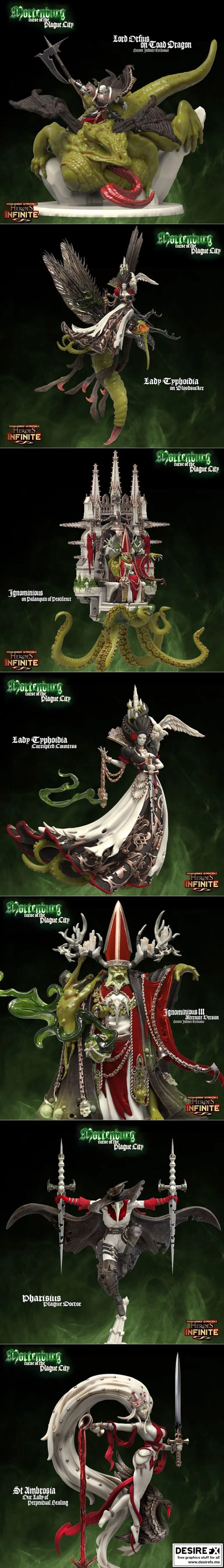 英雄无限——莫尔滕堡——瘟疫之城诅咒 3D打印模型|﻿Heroes Infinite – Mortenburg – Curse of the Plague City May 2022