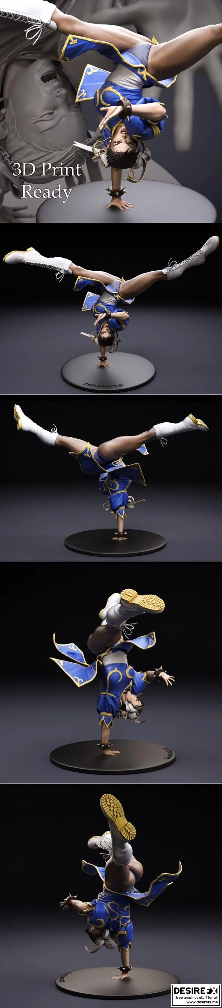 春丽3D打印旋风鸟踢模型|Chun-Li Spinning Bird Kick Fan Art