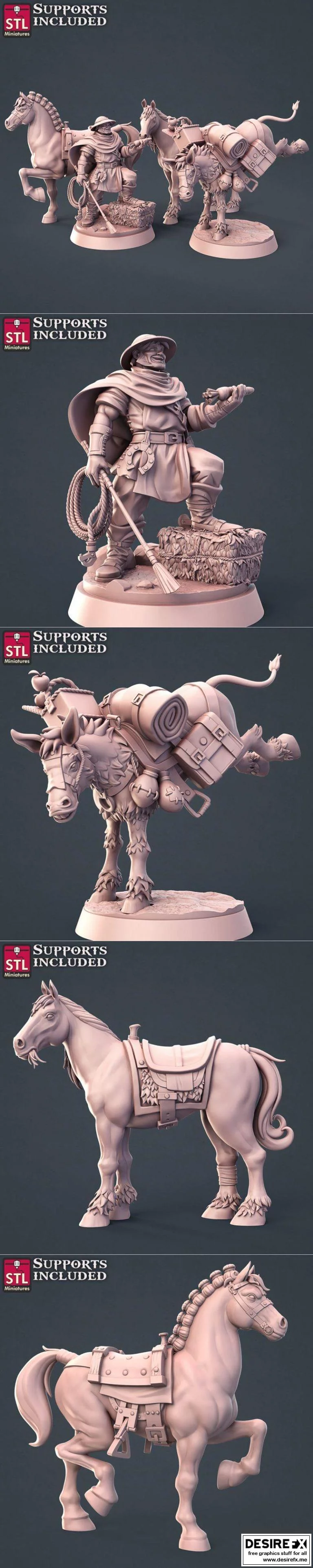 马术训练师3D打印模型|Horse Trainer Set