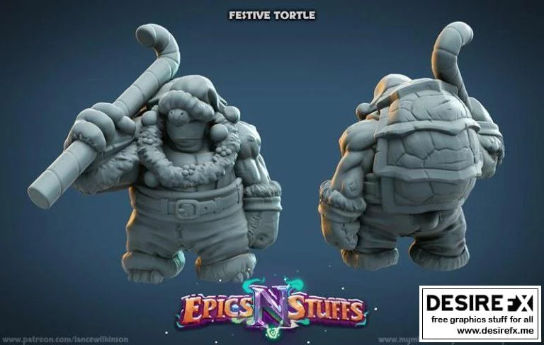 节日泰坦：3D打印模型设计集|Festive Tortle