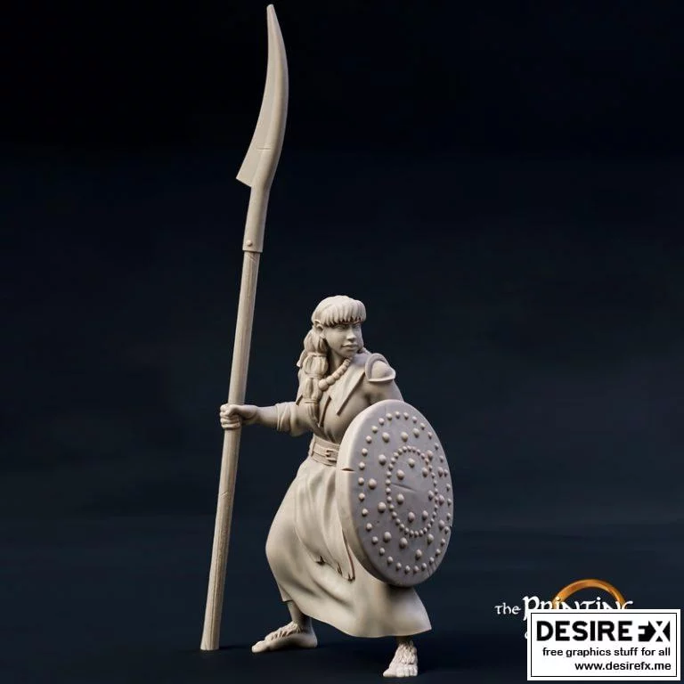 游戏《Halfling Militia Fighter》中的矮人战士3D打印模型|Halfling Militia Fighter