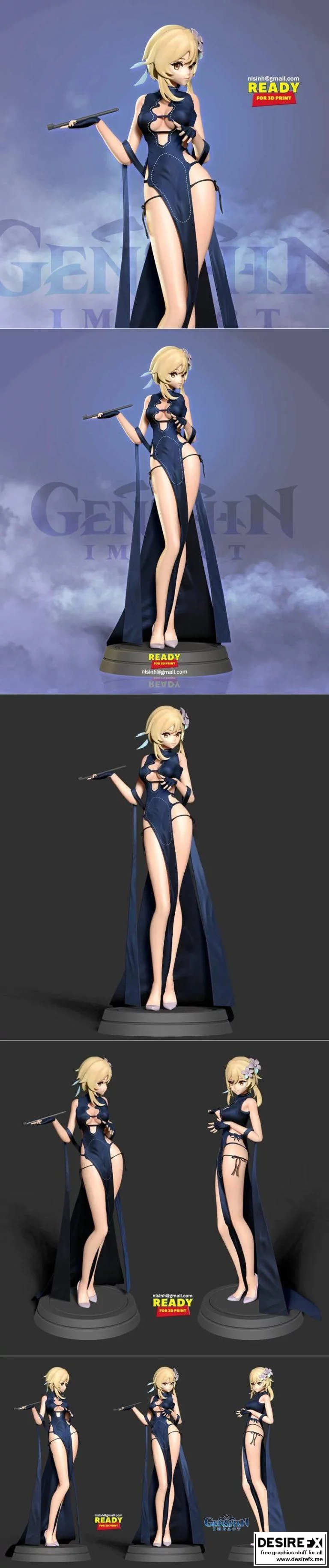 中式风旅人3D打印模型|Traveler in Cheongsam