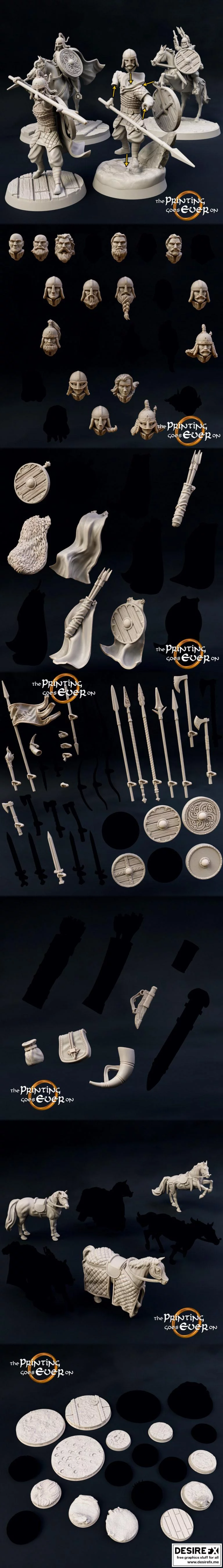 模块化战斧步兵 3D打印模型|Modular Ridermercia Spearmen