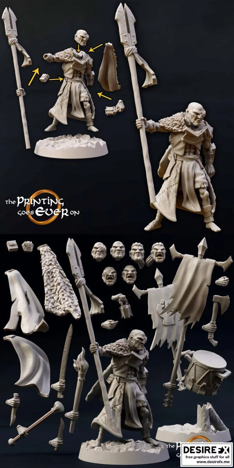 半兽人萨满 3D打印模型|Modular Half-Orc Shaman