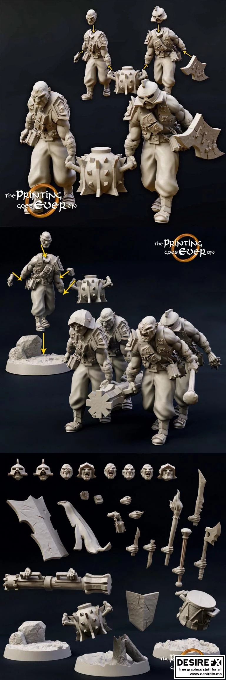 半精灵爆破手3D打印模型|Modular Half-Orc Sapper