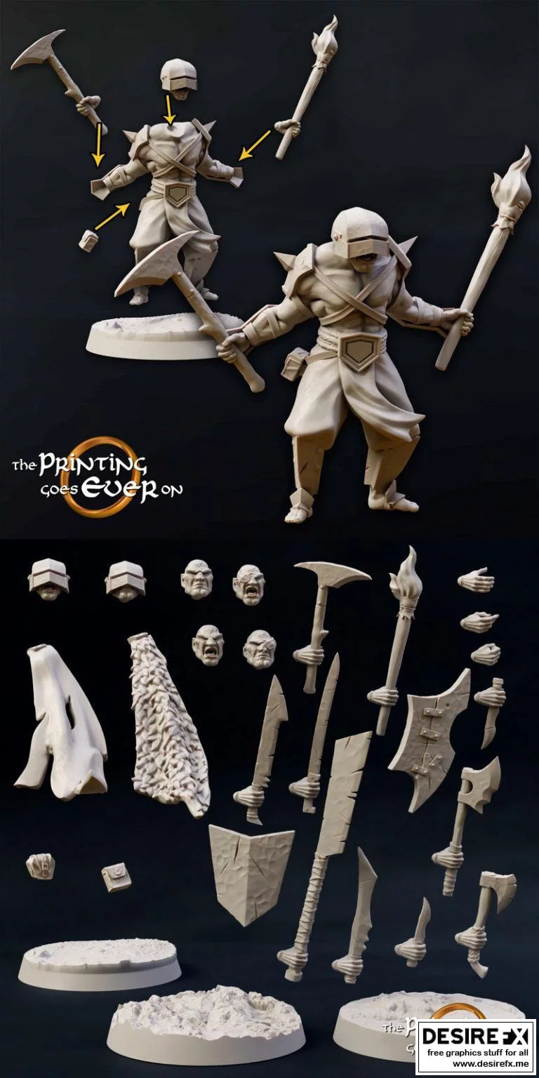 半兽人狂战士 3D打印模型|Modular Half-Orc Berserker – A