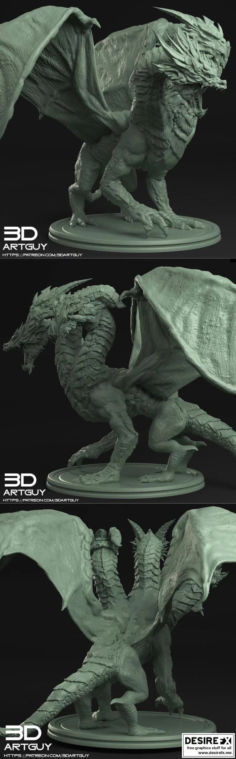 三头龙模型打印设计|Three Headed Dragon