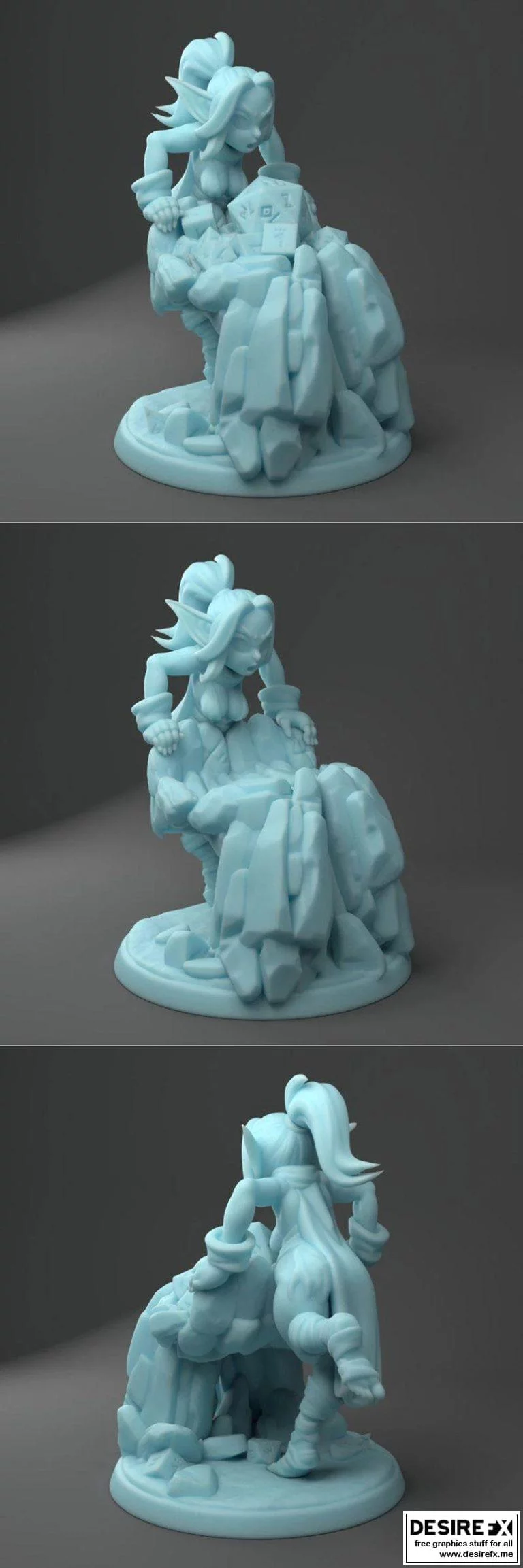 双女神微型模型 丢骰子的恶魔精灵 3D打印模型|Dice Goblin by Twin Goddess Miniatures