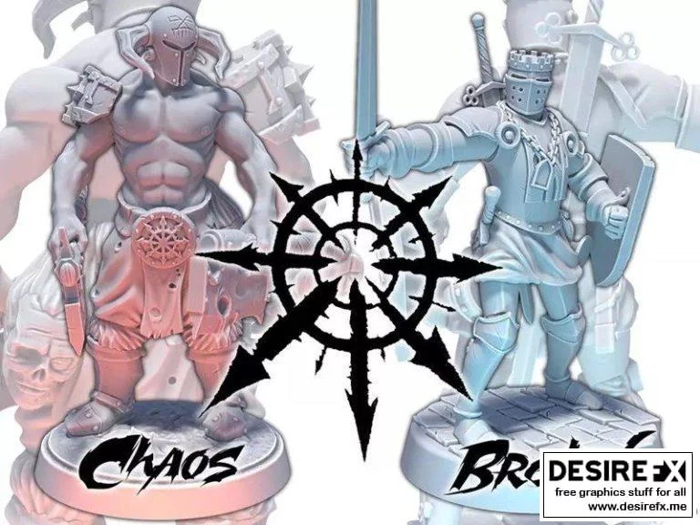 混沌战士对战布雷顿尼安骑士 3D打印模型|Chaos Warrior Vs Bretonnian Knight