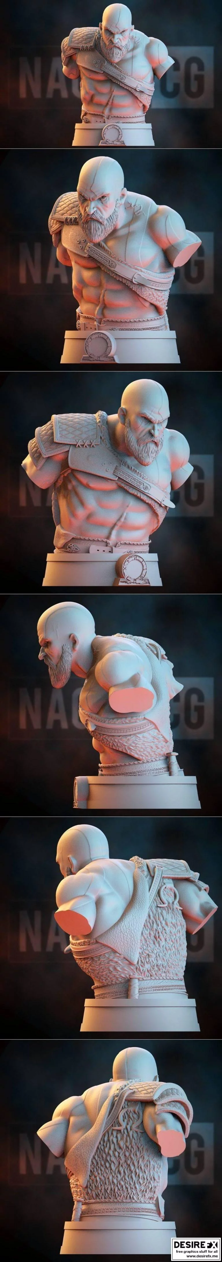 战神雕像 3D打印模型|Kratos – God of War Bust – Fan Art