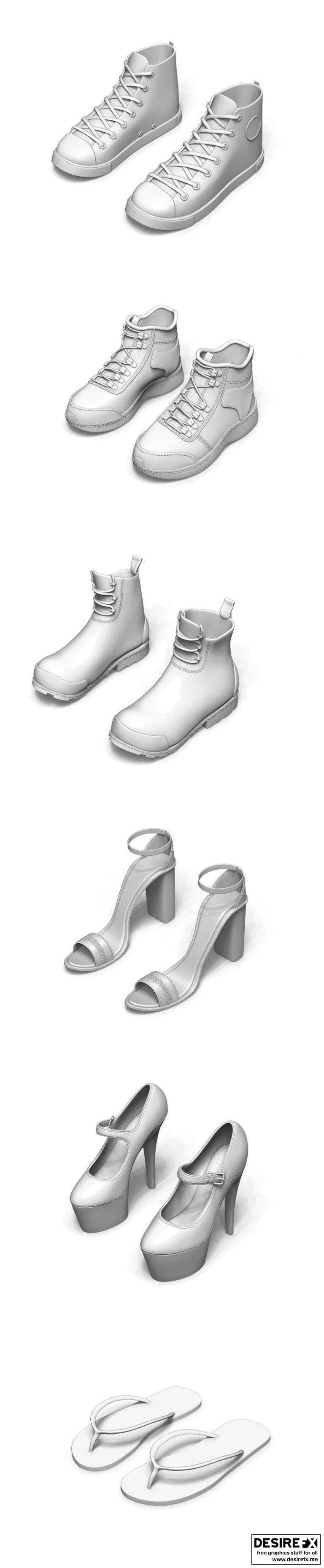 Merged Shoes 3D打印模型：动漫游戏角色立体造型集|Merged Shoes