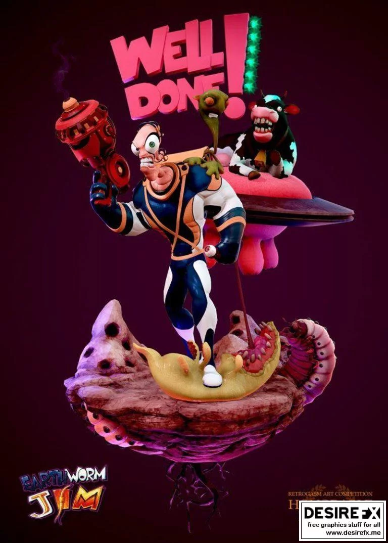 地球虫吉姆 3D打印模型|Earth Worm Jim