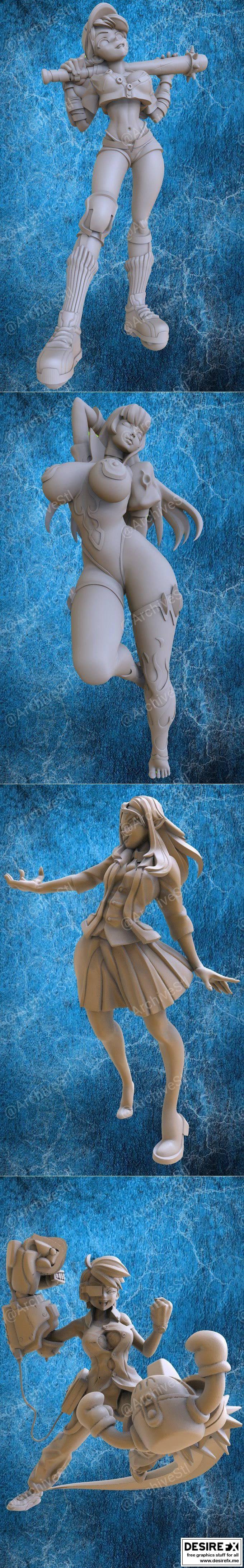 动漫游戏角色3D打印模型集|Manga Anime Girls