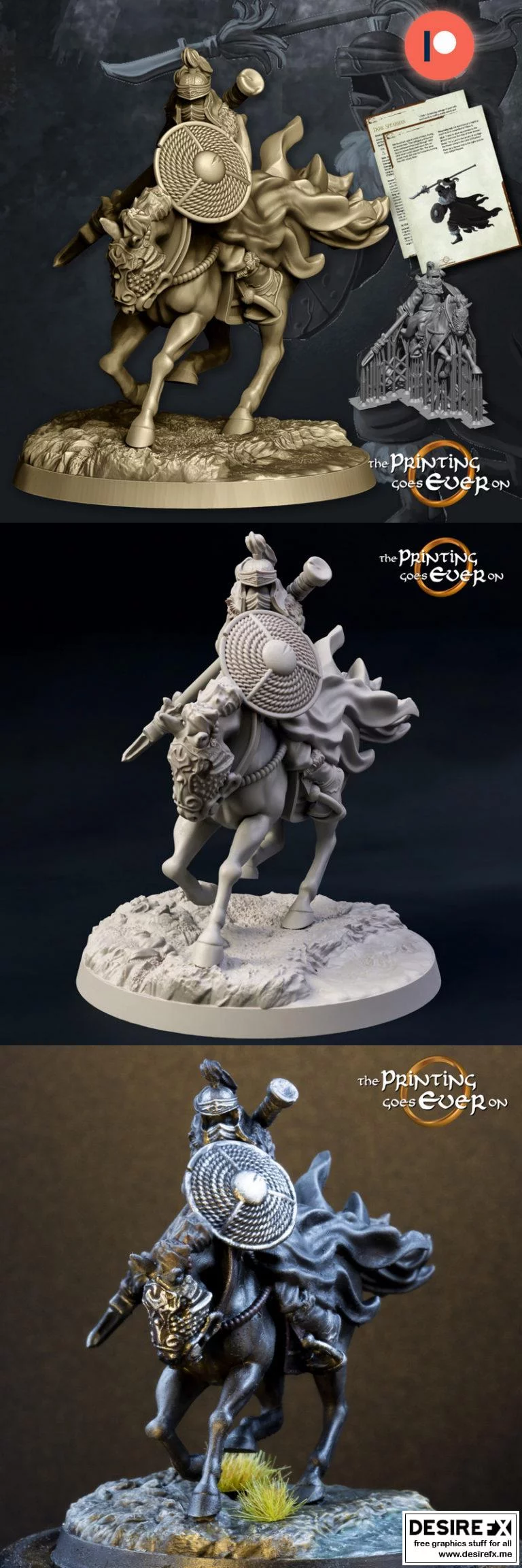 暗影骑手3D打印模型|Dark Spearman Mounted