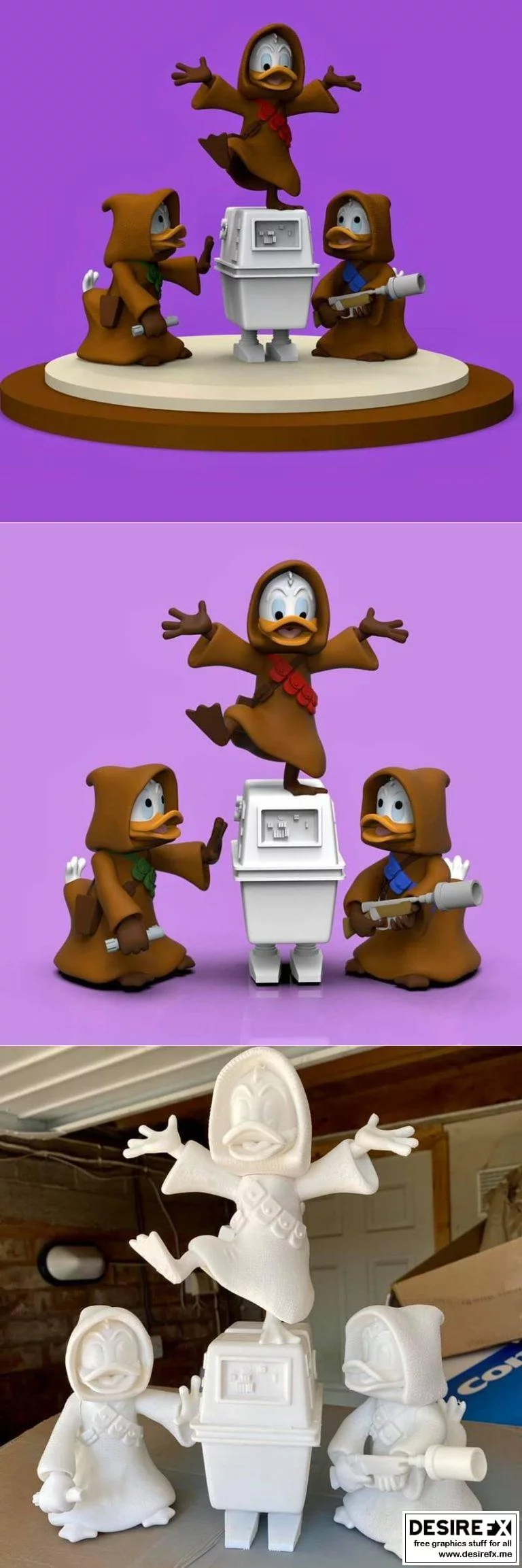 迪士尼经典角色3D打印模型： Huey、Dewey、Louie 精致复刻|Huey Dewey and Louie Jawa’s