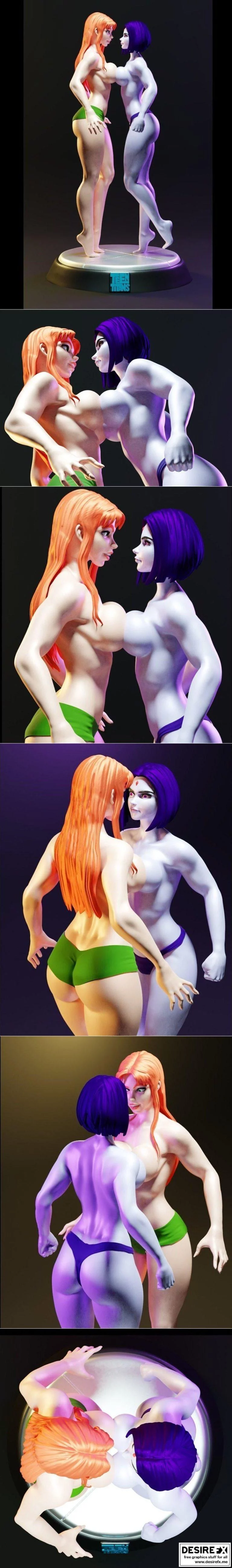 星火与暗影：3D打印角色模型集|Starfire and Raven