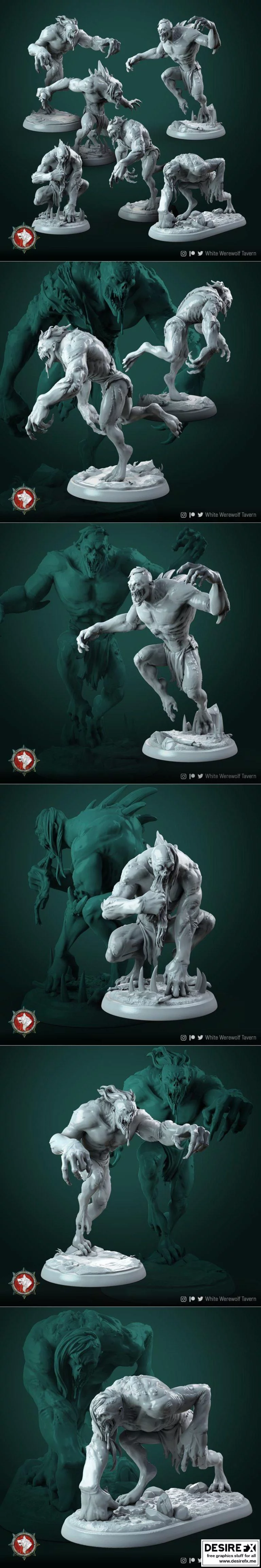 白狼 tavern 6号幽灵角色3D打印模型|White Werewolf Tavern – Ghouls set 6