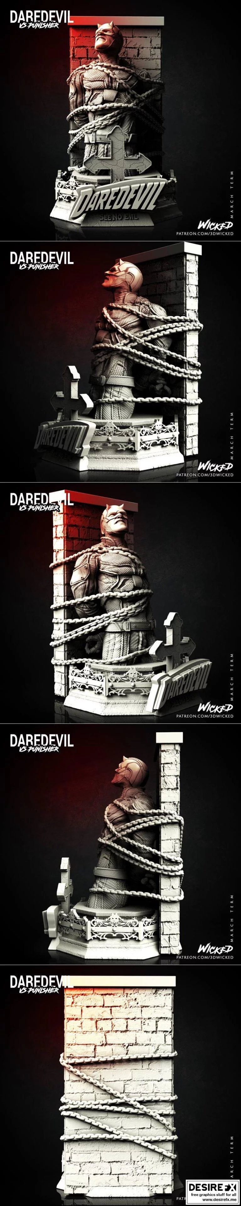 Netflix剧集《勇敢的心》3D打印模型|Wicked – Marvel Netflix Daredevil Bust