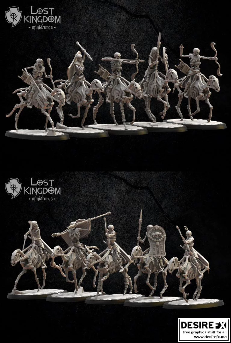 失落王国迷你模型—骑⼠骷髅|Lost Kingdom Miniatures – Horsemen Skelet