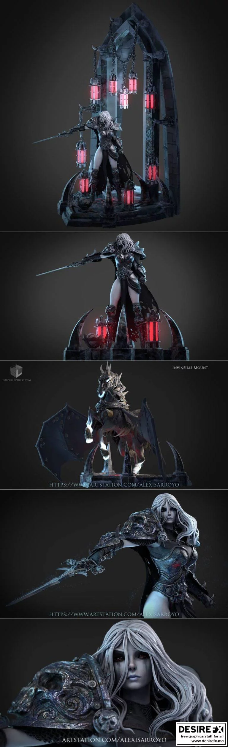 魔兽世界女死亡骑士3D打印模型|Female Death Knight from World Of Warcraft