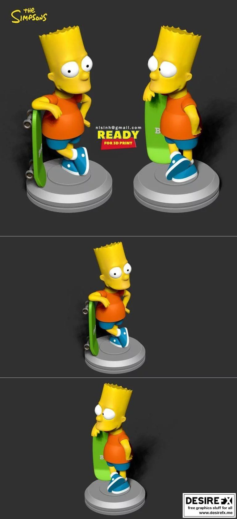 Bart Skateboarding 3D打印模型|Bart Skateboarding