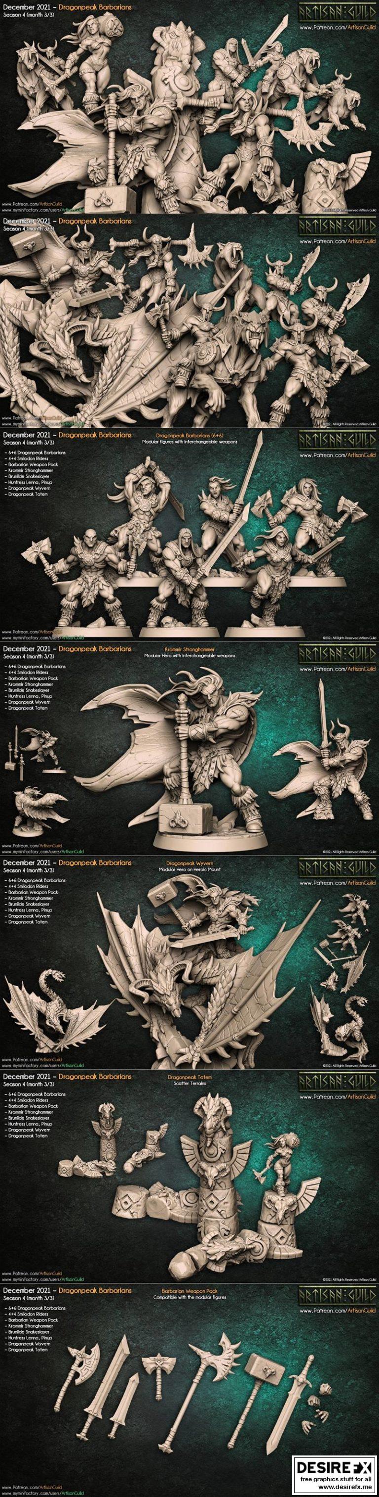 龙脊 barbarians 3D打印模型|Artisan Guild – Dragonpeak Barbarians