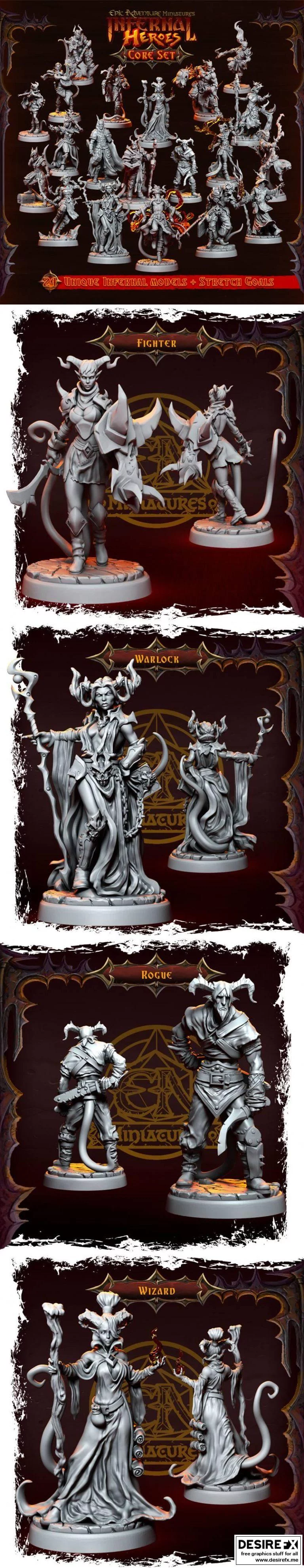 史诗冒险微缩模型——地狱英雄|Epic Adventure Miniatures – Infernal Heroes