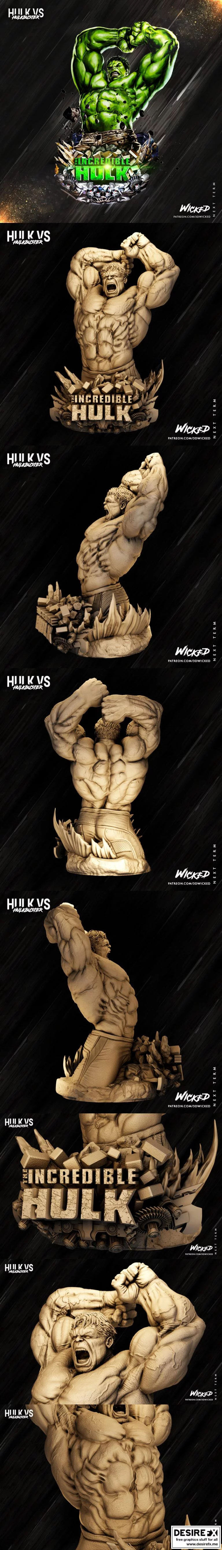 Wicked - 巨人爆破 350mm 3D打印模型|Wicked – Hulk Bust 350mm
