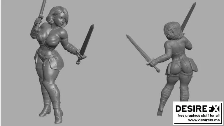女冒险家——战斗者 3D打印模型|Female adventurer – Fighter